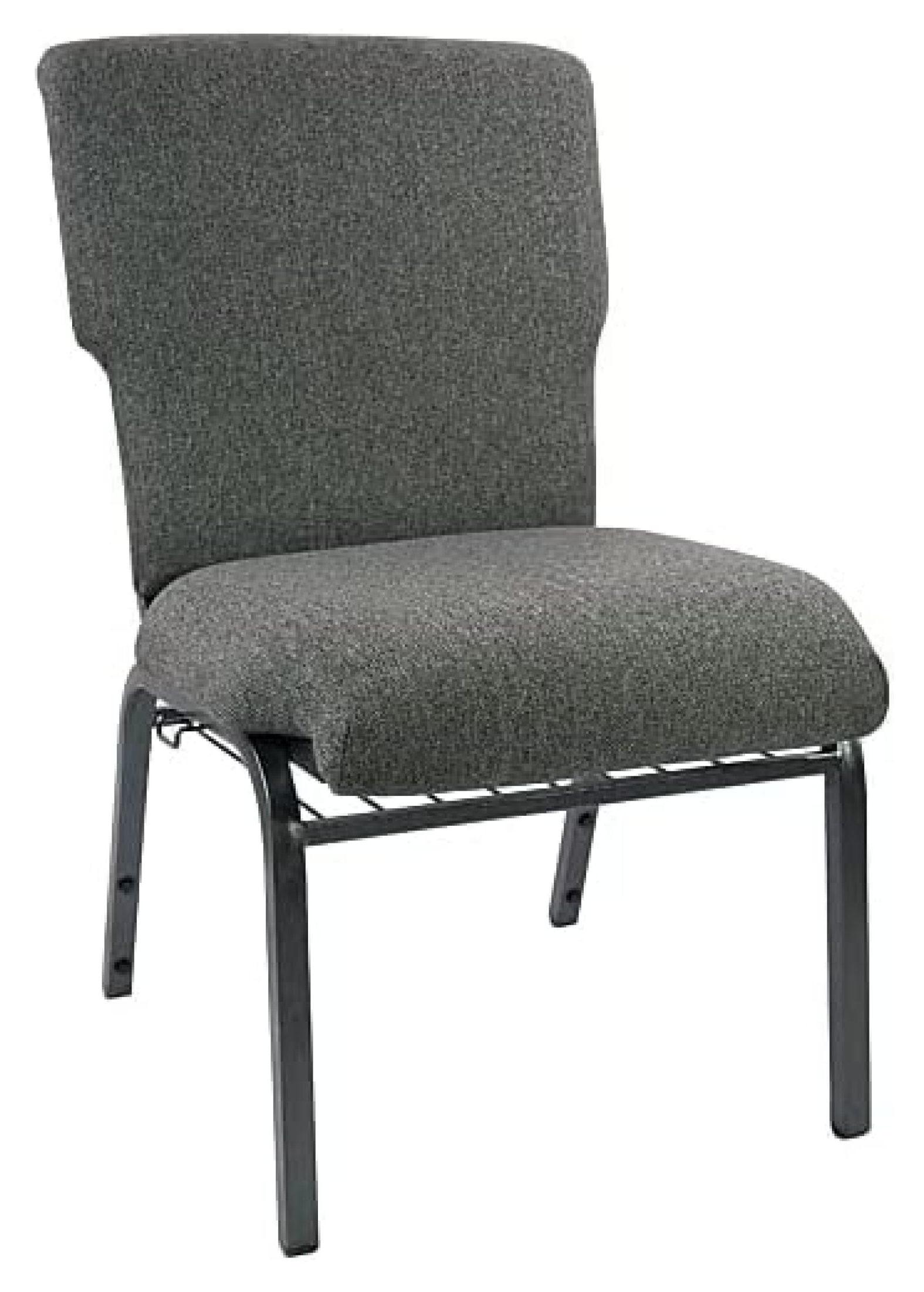 Charcoal Gray Fabric 21" Stacking Church Chair with Silver Steel Frame