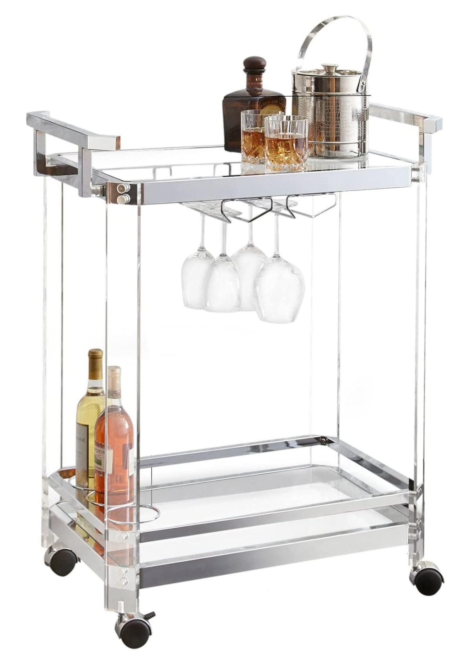 Aerin Server Cart Acrylic and Chrome - Steve Silver