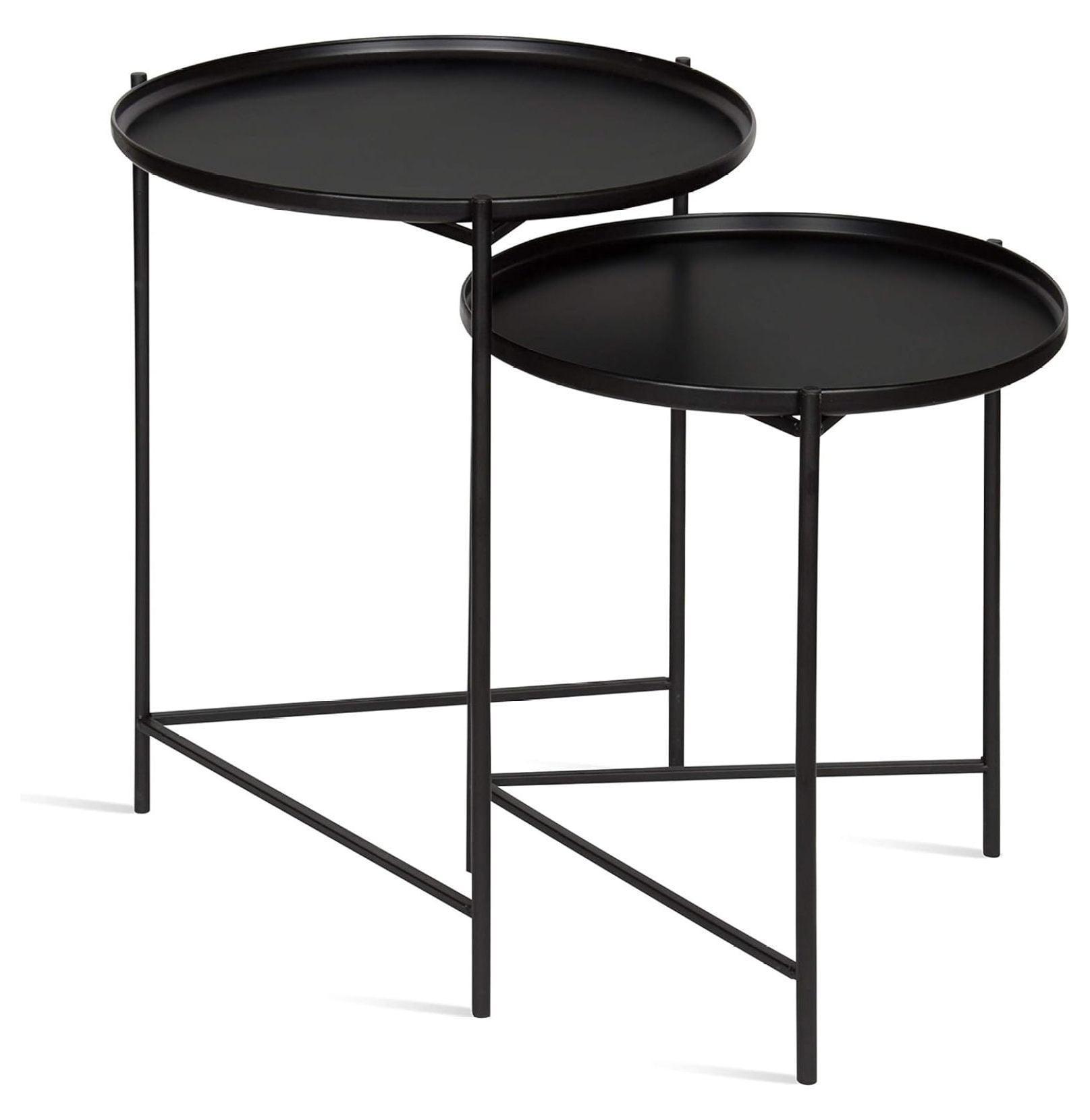 Ulani 2-Piece Nested Black Metal Round Side Tables