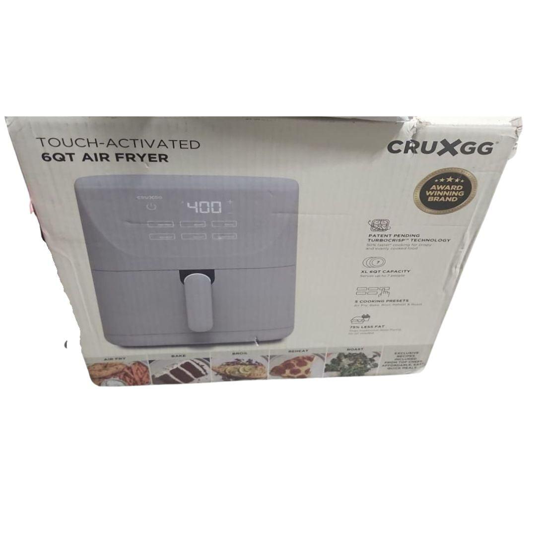 CruxGG 6qt Air Fryer Gray: 1500W Electric Fryer, Dishwasher-Safe Parts, 2-Year Warranty, 6-Quart Capacity