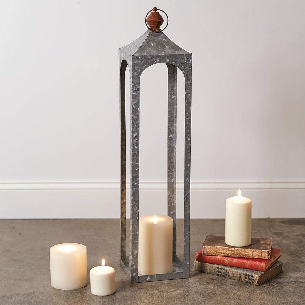 Large Galvanized Metal Hanging Candle Lantern