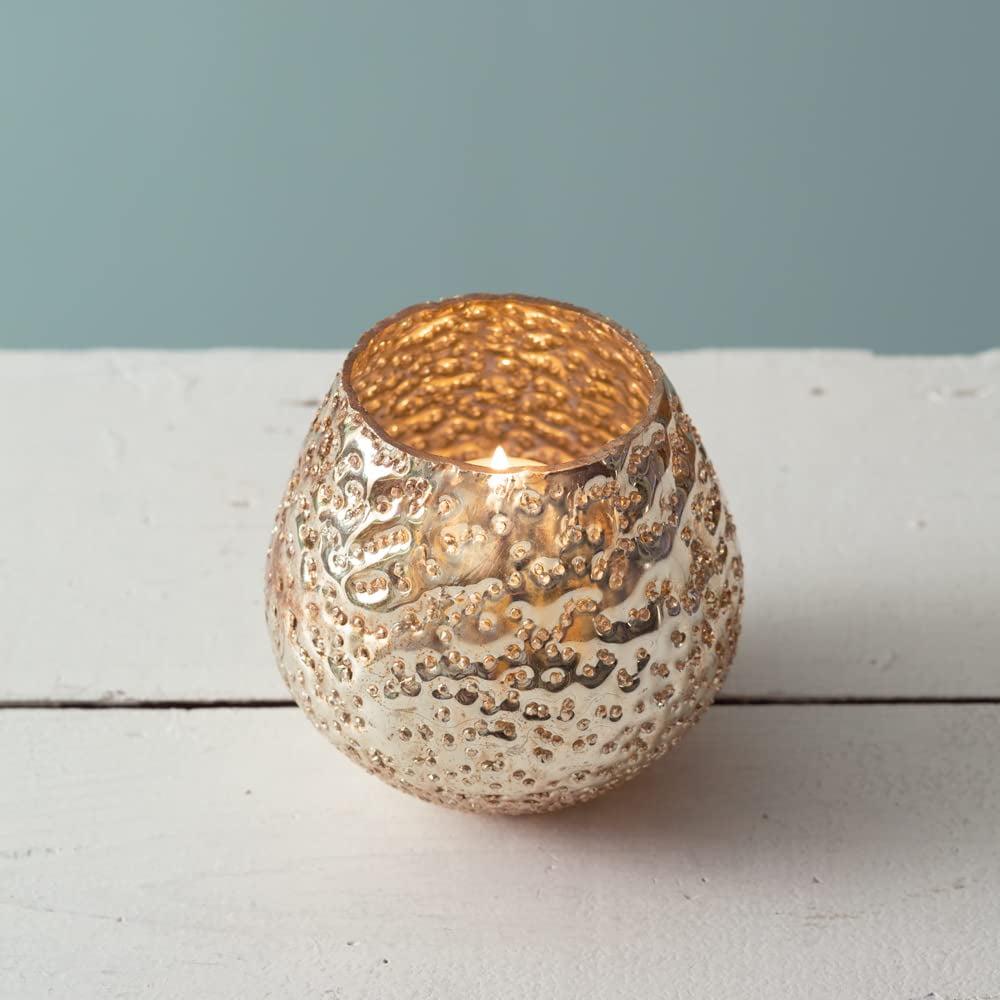 Aurelia Gold Textured Mercury Glass Votive Holder