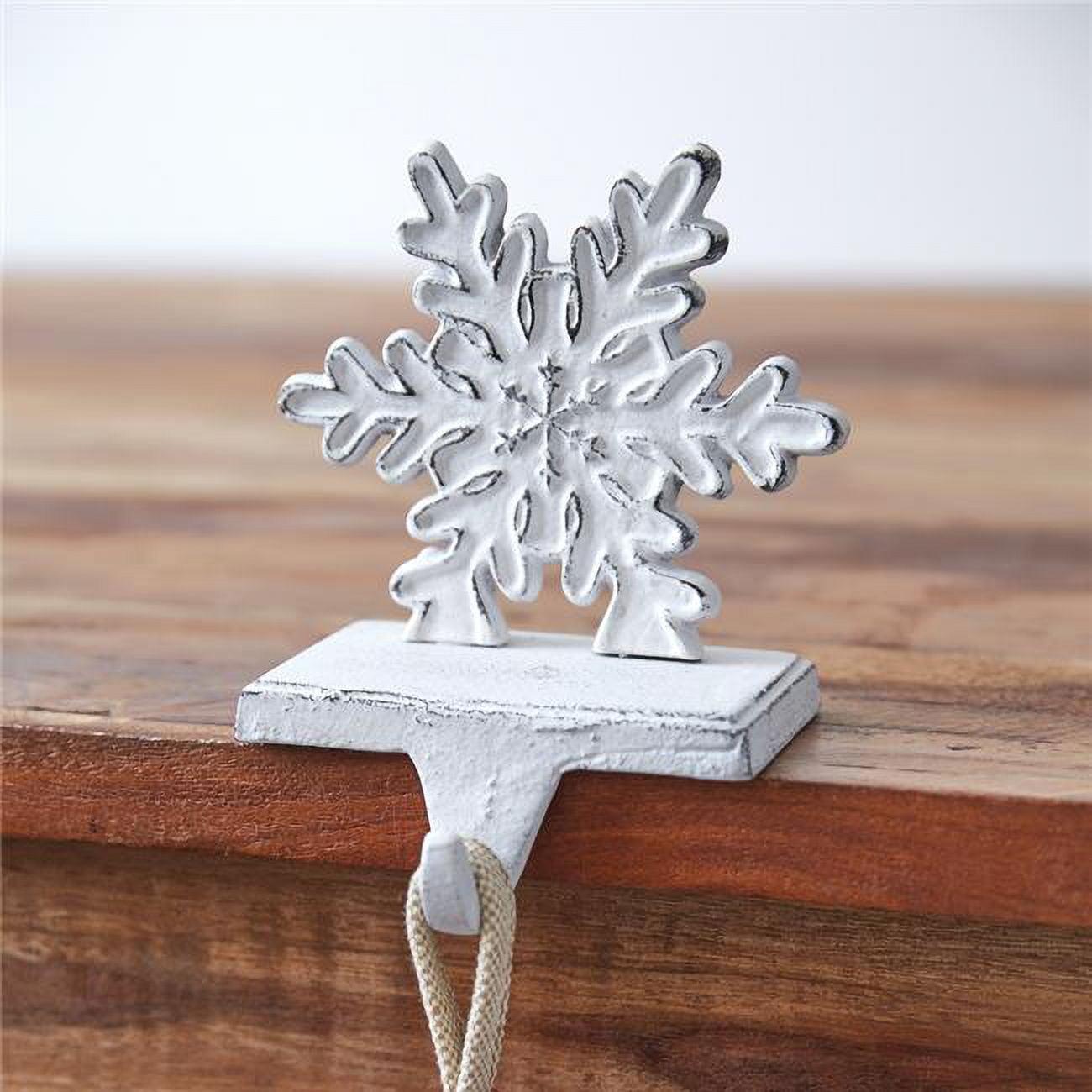 Whitewashed Cast Iron Snowflake Stocking Holder