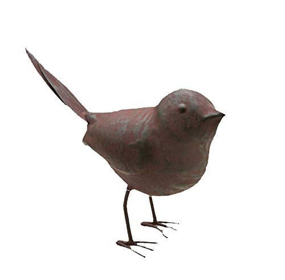 Rustic Brown Metal Songbird Figurine for Home Decor