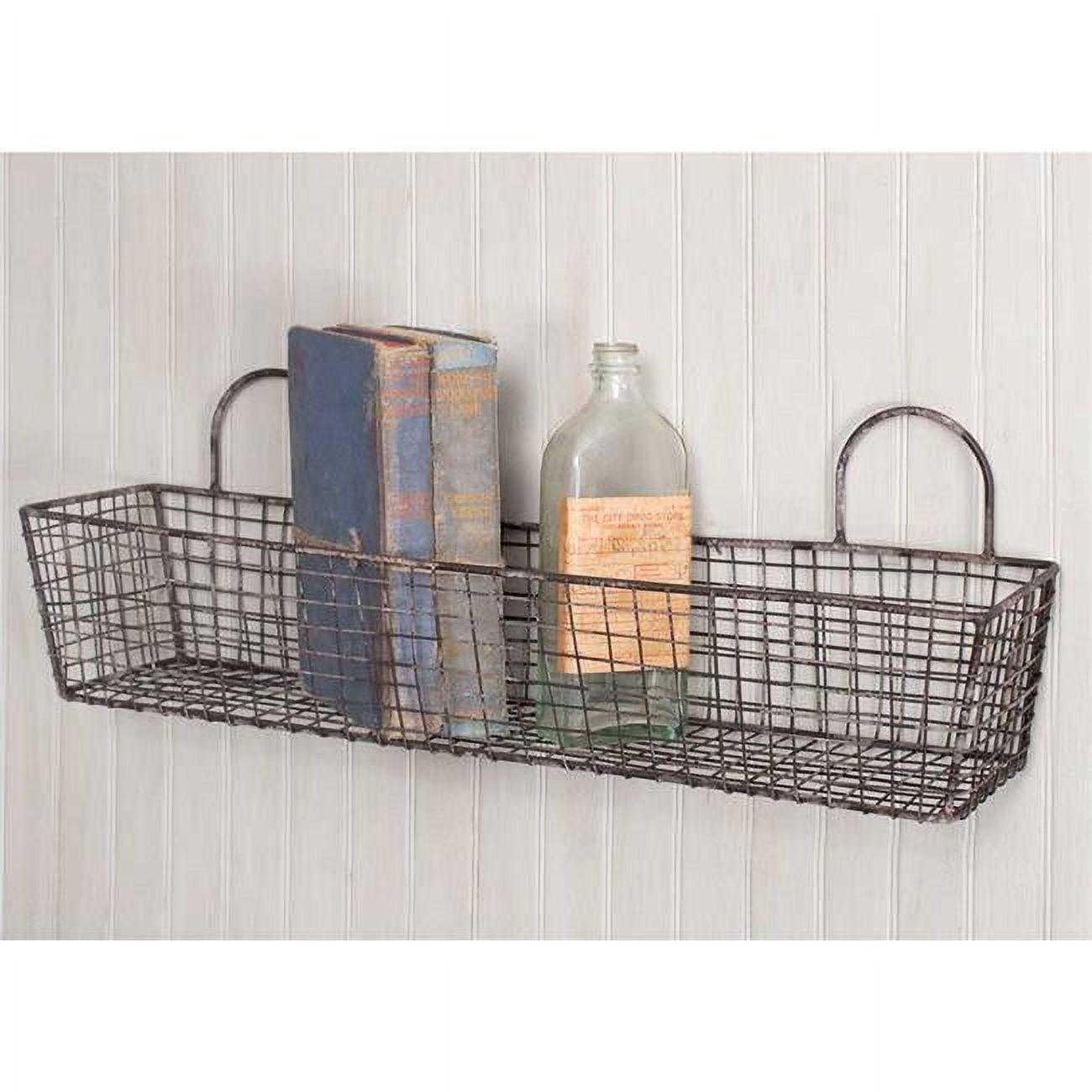 Rustic Metal Wire Wall Basket with Hooks, 4-Pack