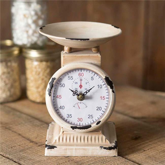 Retro Beige Metal Rectangular Tabletop Clock