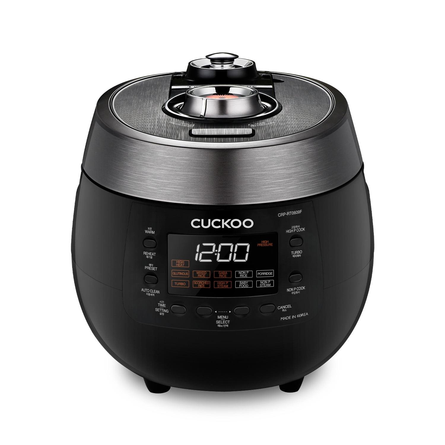 Cuckoo Electronics CUCKOO 6-Cup Twin Pressure Rice Cooker & Warmer with Nonstick Inner Pot, 14 Menu Options, Safe Steam Release, 3 Voice Guide, Auto Clean (Black) CRP-RT0609FB