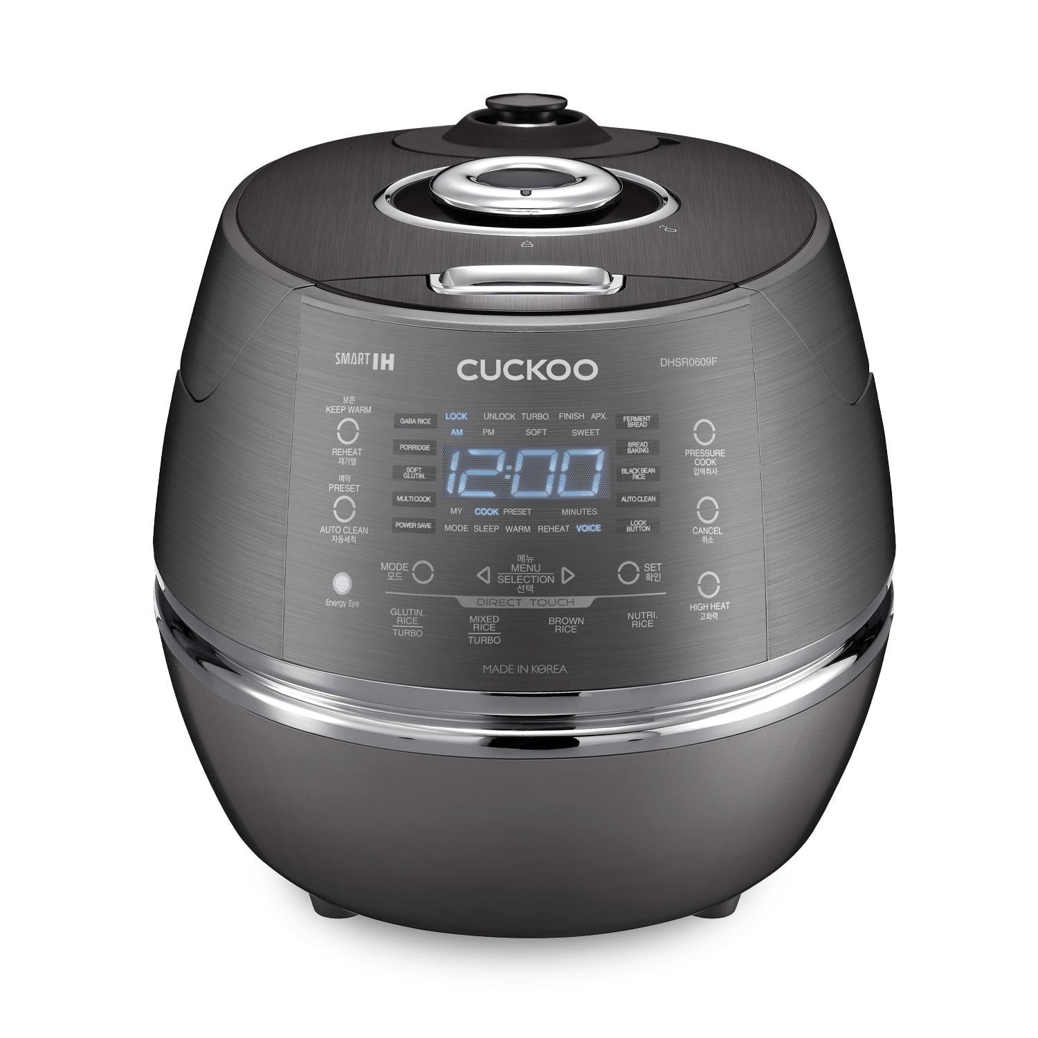 CUCKOO 6-Cup Induction Heating Pressure Rice Cooker with Nonstick Inner Pot, 21 Menu Modes, Fuzzy Logic Tech, 3 Voice Guide, Auto Clean (Dark Grey) CRP-DHSR0609FD