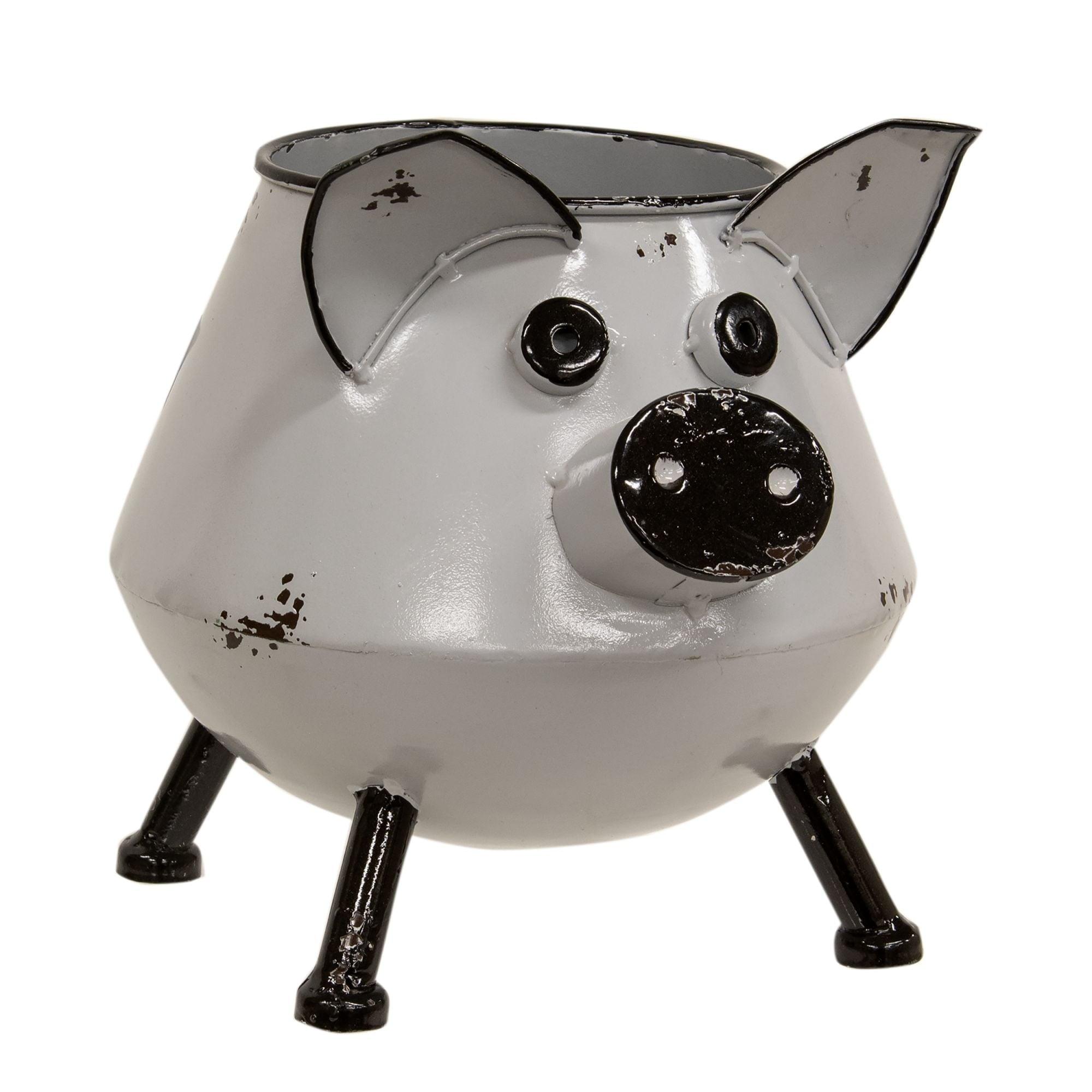 Distressed Enamel Piggy Planter