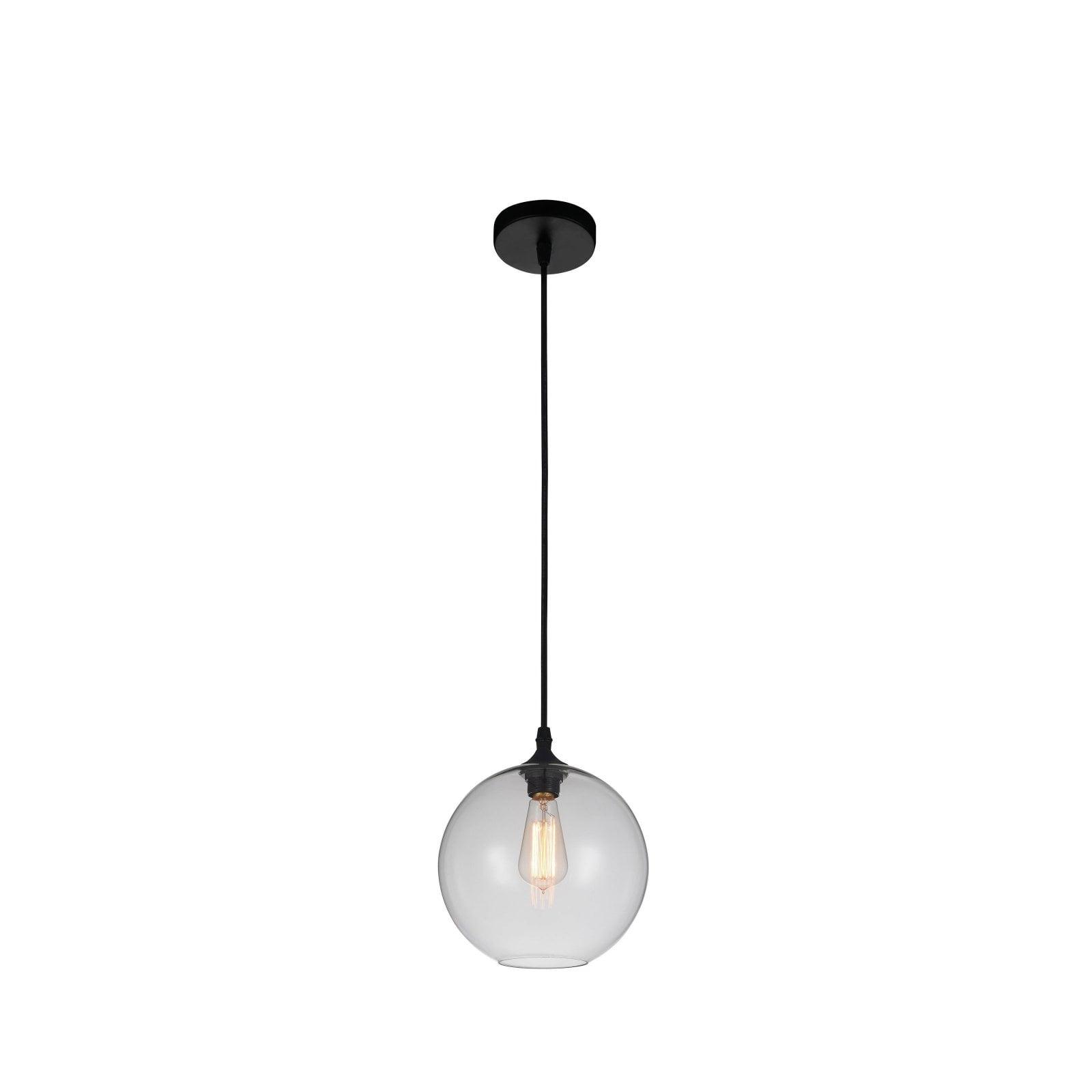 Black and Clear Glass Globe Mini Pendant Light