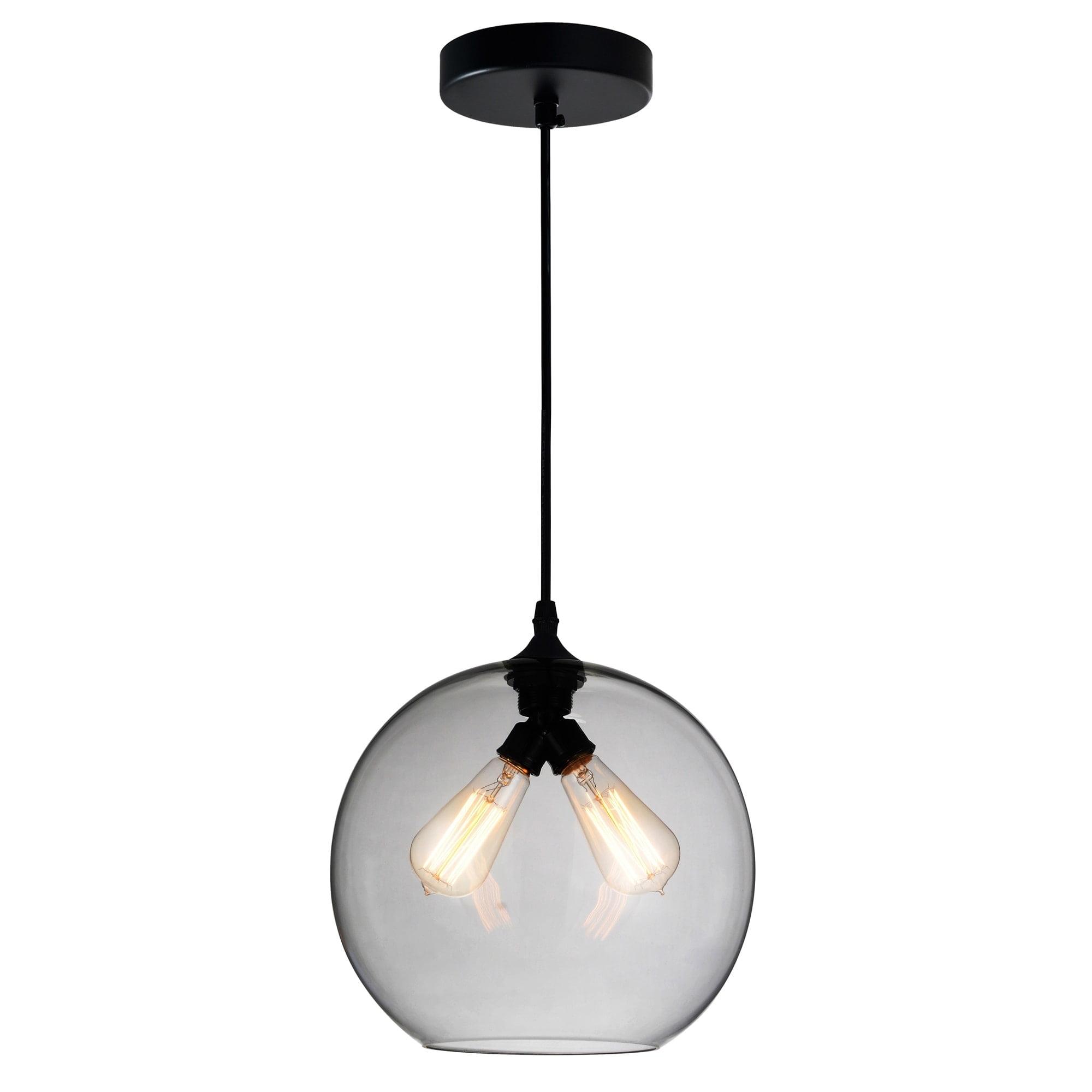 CWI Lighting 2 Light Contemporary Glass Mini Pendant in Black Smoke