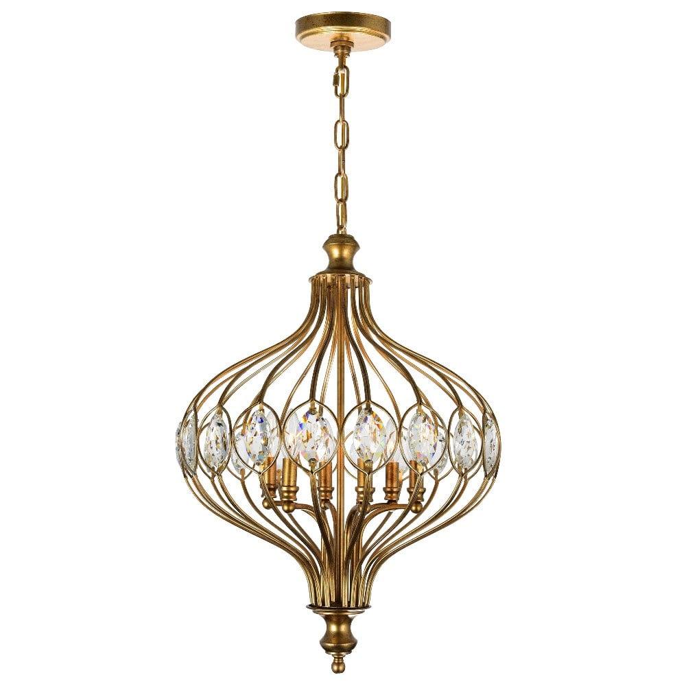 Altair Elegance 19" Antique Bronze Crystal Accented Chandelier