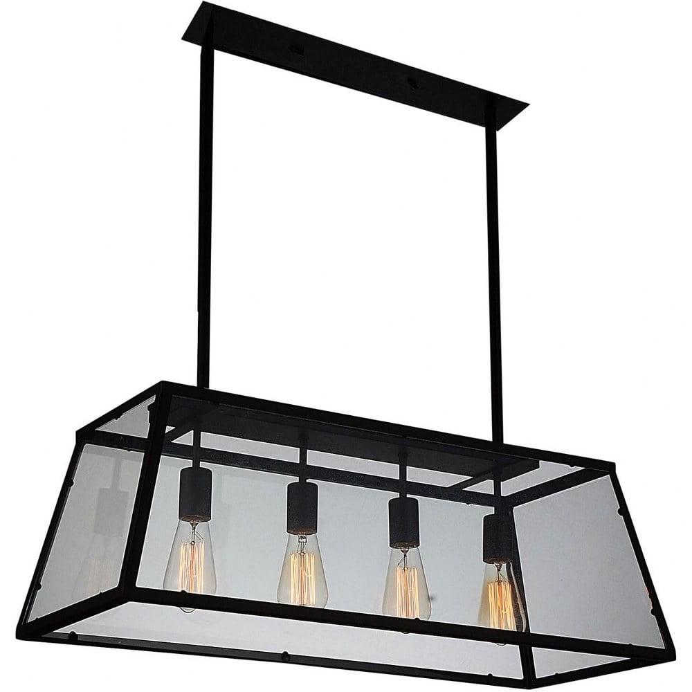 CWI Lighting Alyson 4 Light Down Farmhouse Metal Chandelier in Black