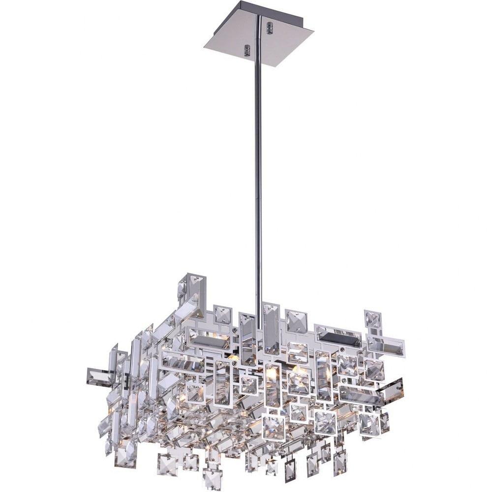 Mini Crystal Chrome Chandelier with Faceted Panels 21"x10"