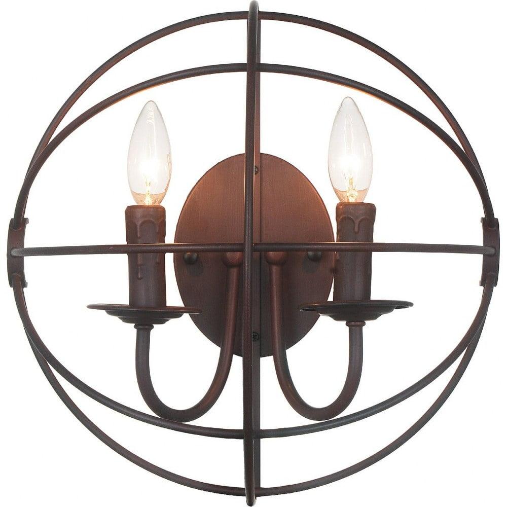 Arza Rustic Brown Steel 2-Light Wall Sconce