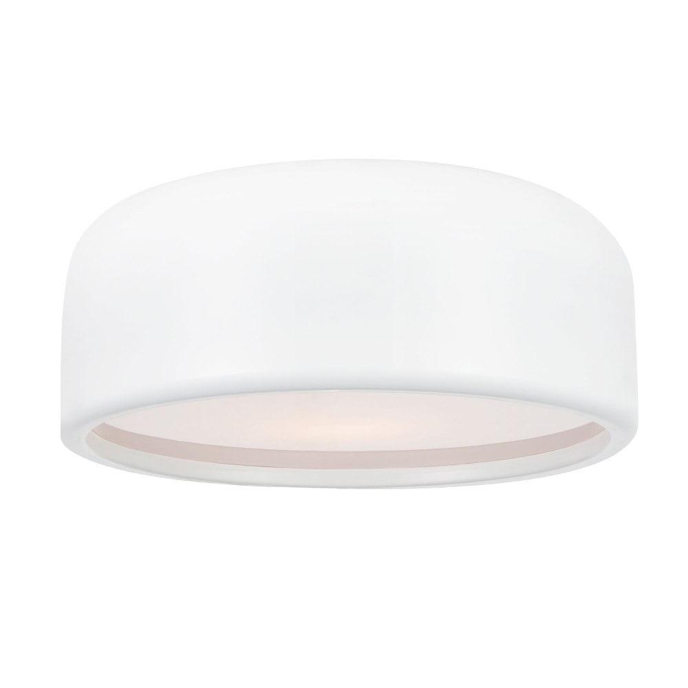 White Glass Drum Shade Flush Mount Ceiling Light