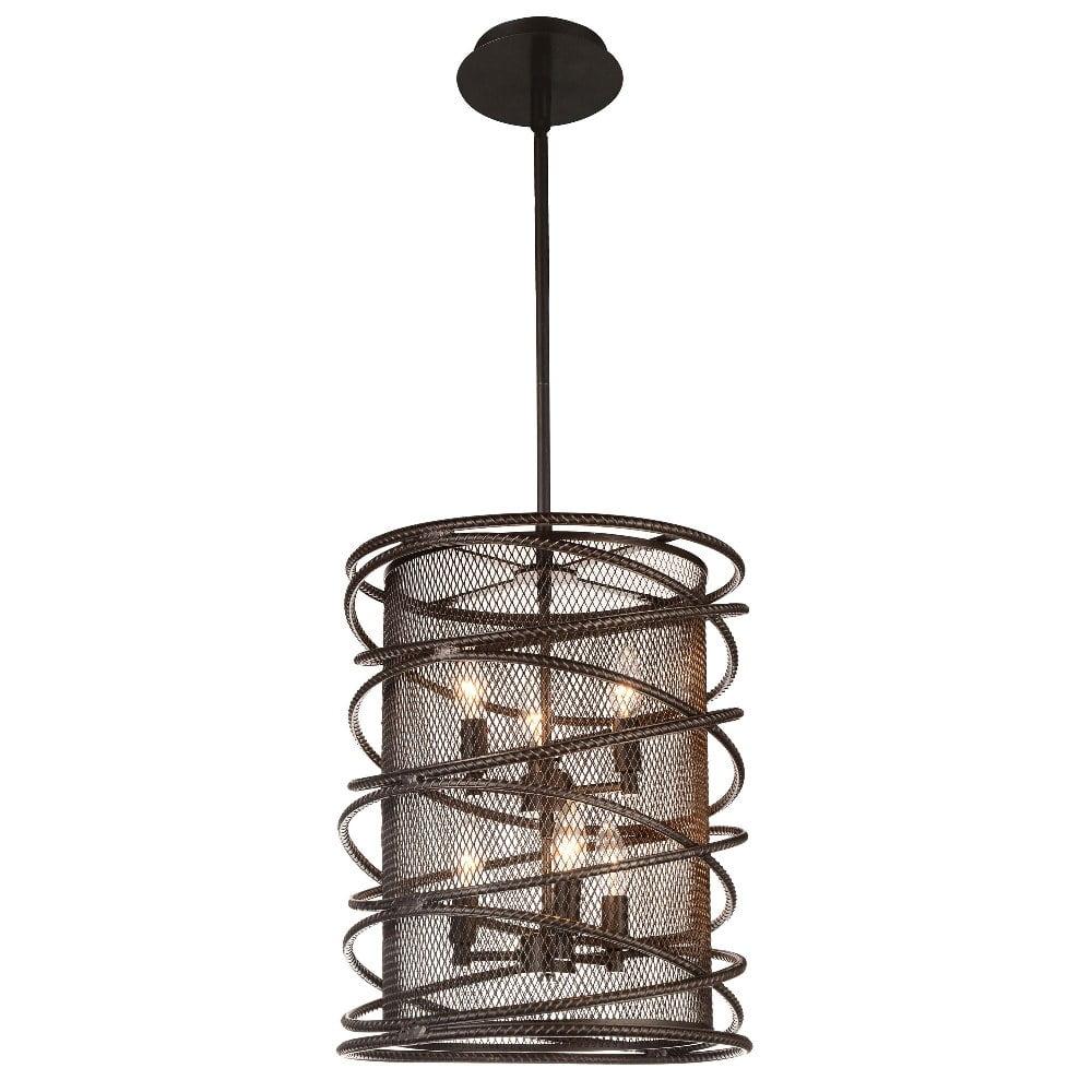 CWI Lighting Darya 6 Light Up Contemporary Metal Chandelier in Brown