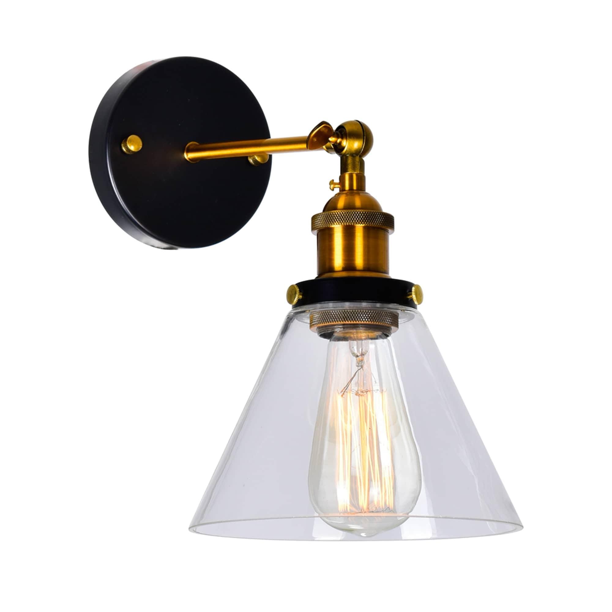 Eustis 12" Black and Gold Brass Direct Wired Sconce