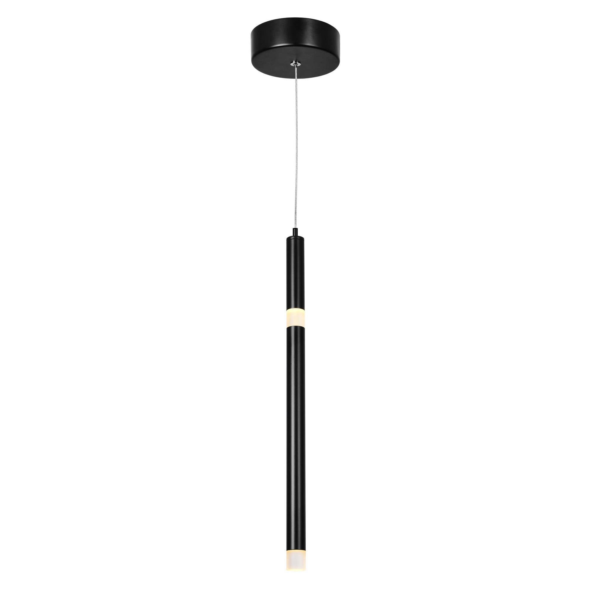 Sleek Black Metal LED Pendant Light - Contemporary 17" Design