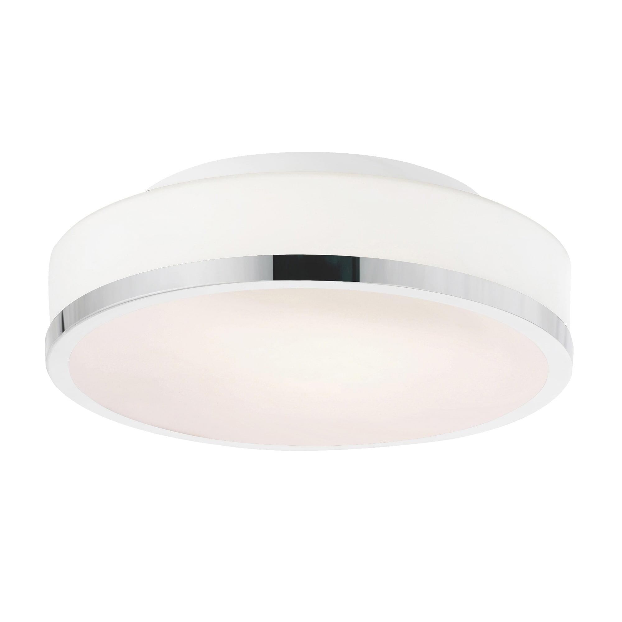 Satin Nickel 10" Contemporary Frosted Glass Drum Flush Mount