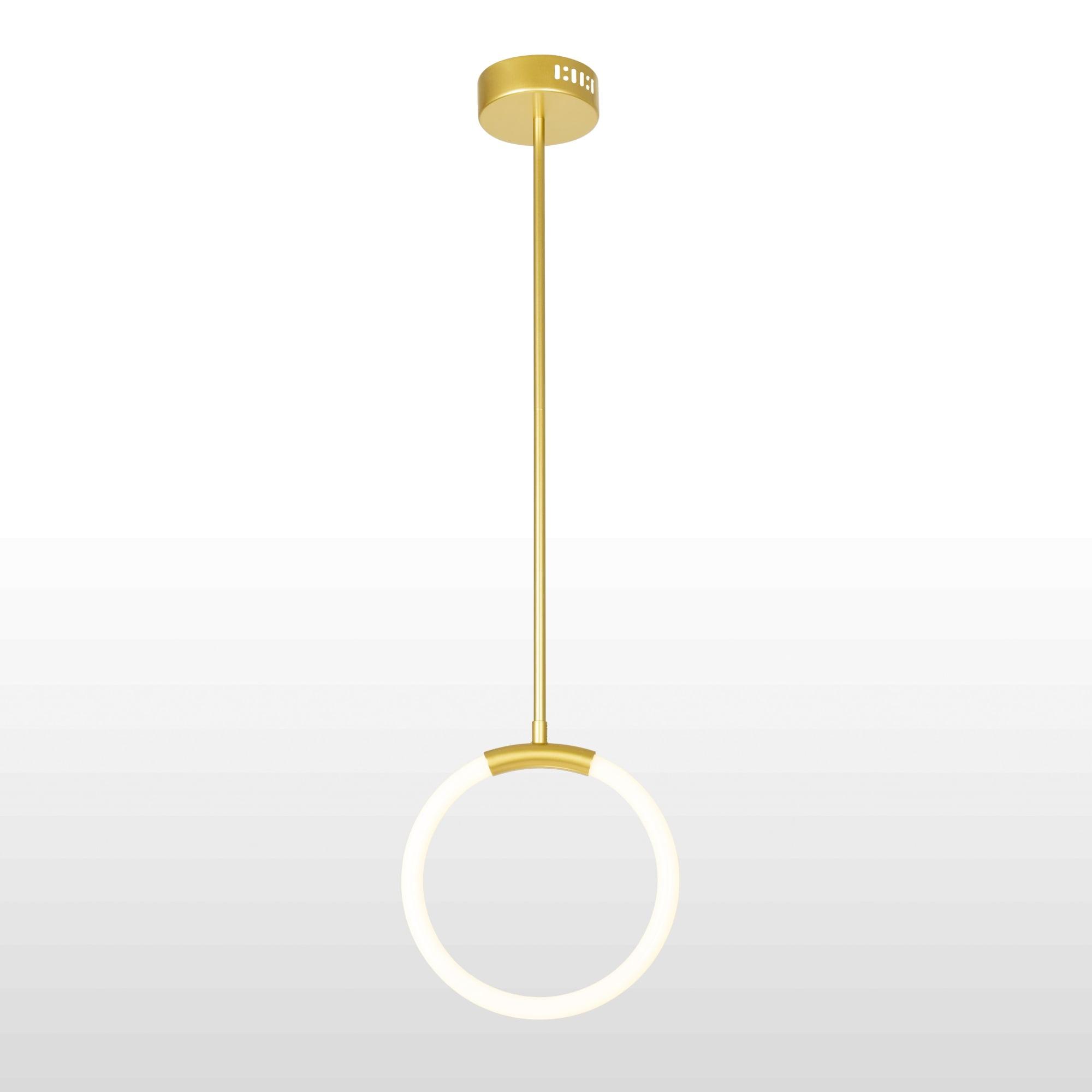 Satin Gold Glass LED Pendant Light, 10"