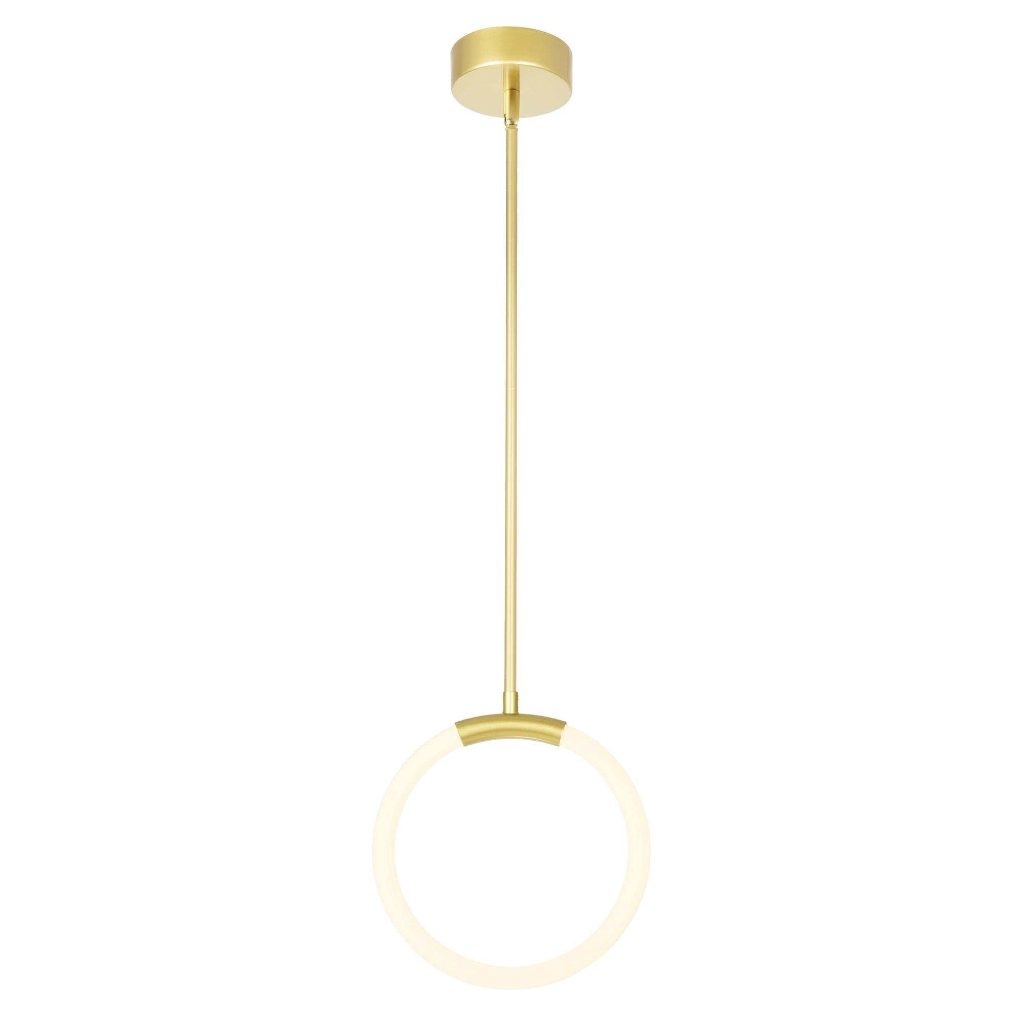 Satin Gold Glass LED Pendant Light, 10"