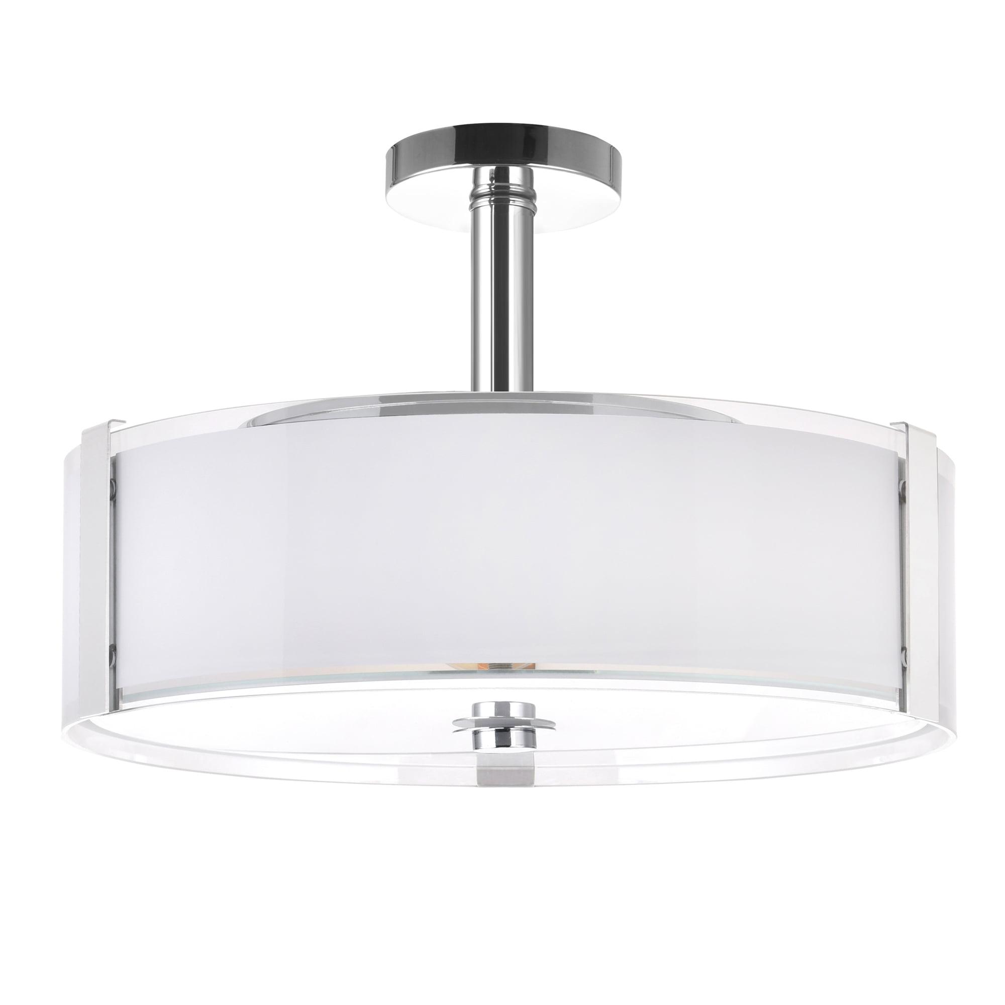 Lucie 21" Chrome Finish Modern Drum Shade Chandelier