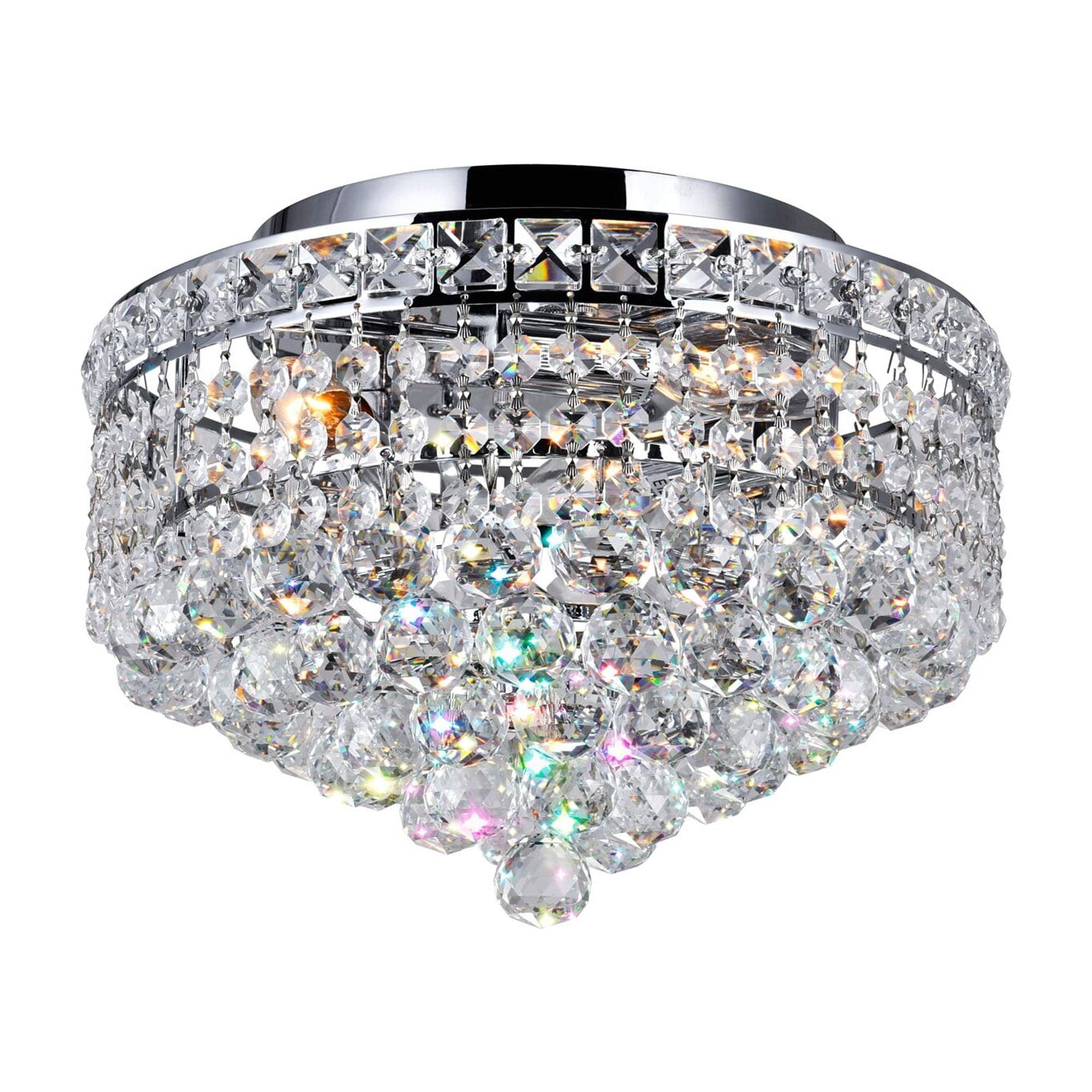 Luminous 12-Inch Chrome Crystal Globe Flush Mount Light