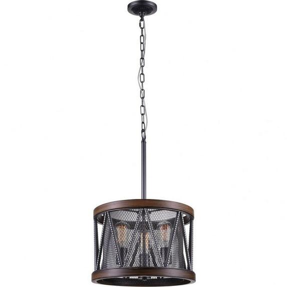 CWI Lighting Parsh 3 Light Drum Shade Chandelier With Pewter Finish