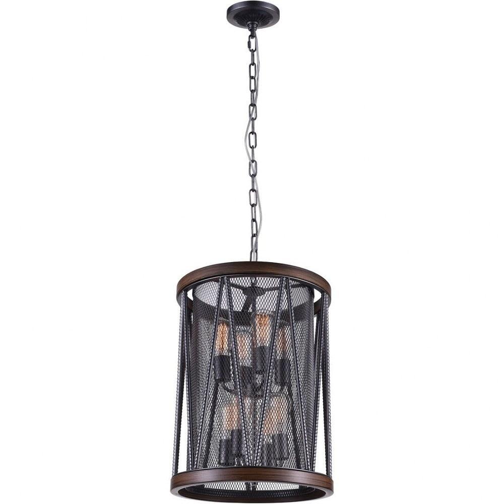 Mini Pewter Drum Shade Mesh Chandelier with Adjustable Chain