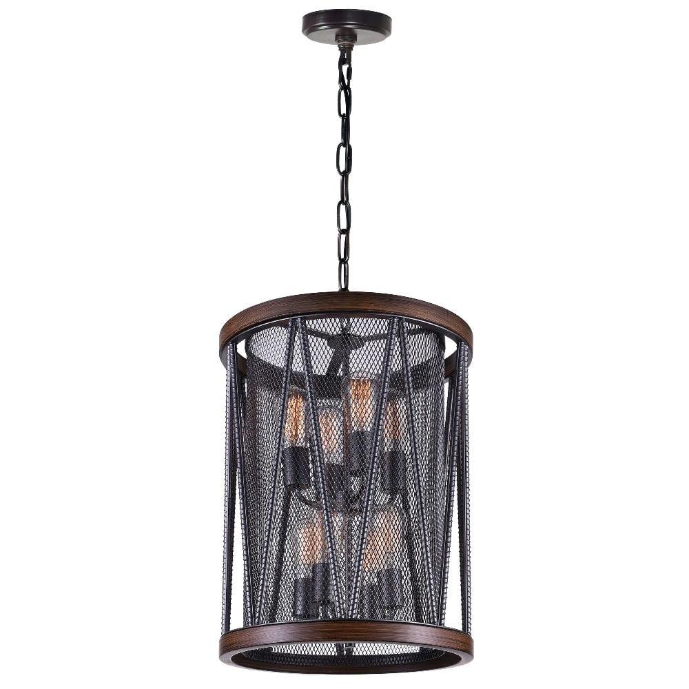 Mini Pewter Drum Shade Mesh Chandelier with Adjustable Chain