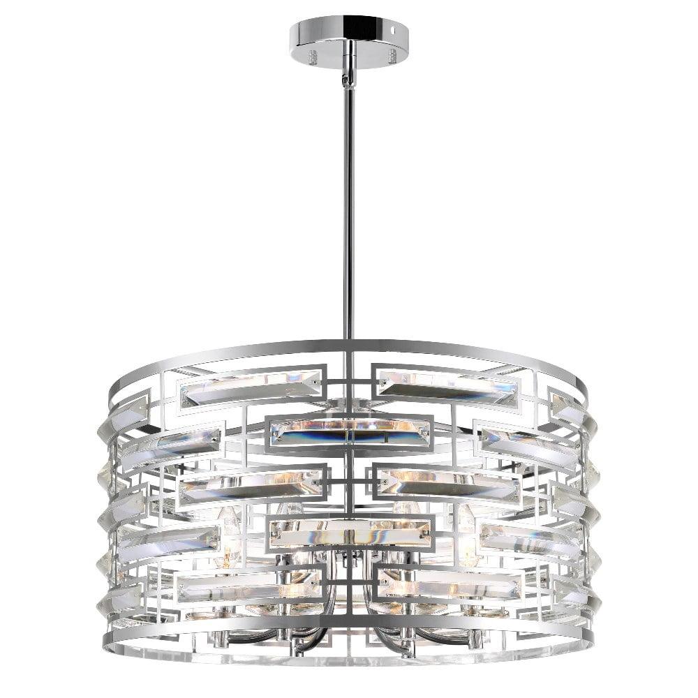 Mini Chrome 20" Drum Chandelier with Mirror-Like Accents