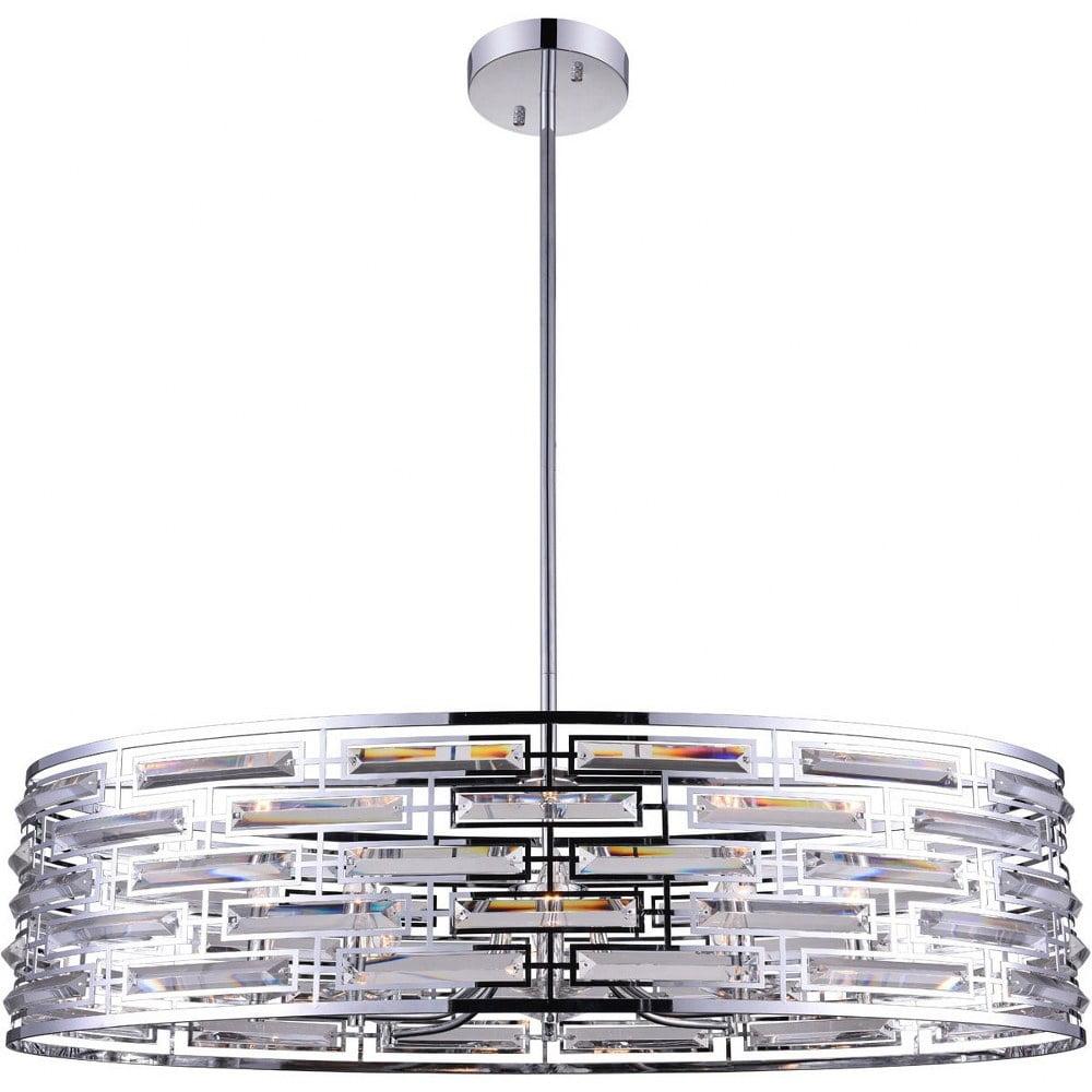 Petia Chrome Crystal Drum LED Chandelier - 39"x18"