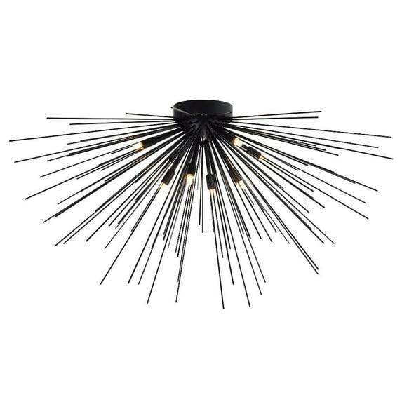 CWI Lighting Savannah 8 Light Metal Indoor Flush Mount in Black
