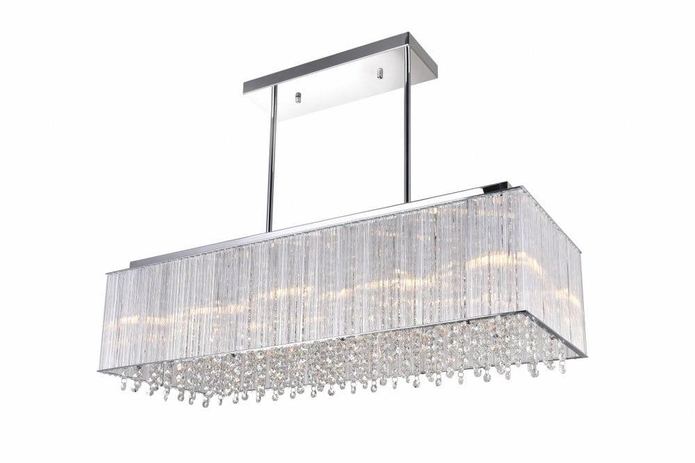 Spring Morning Chrome Drum Shade Chandelier with Crystal Beads