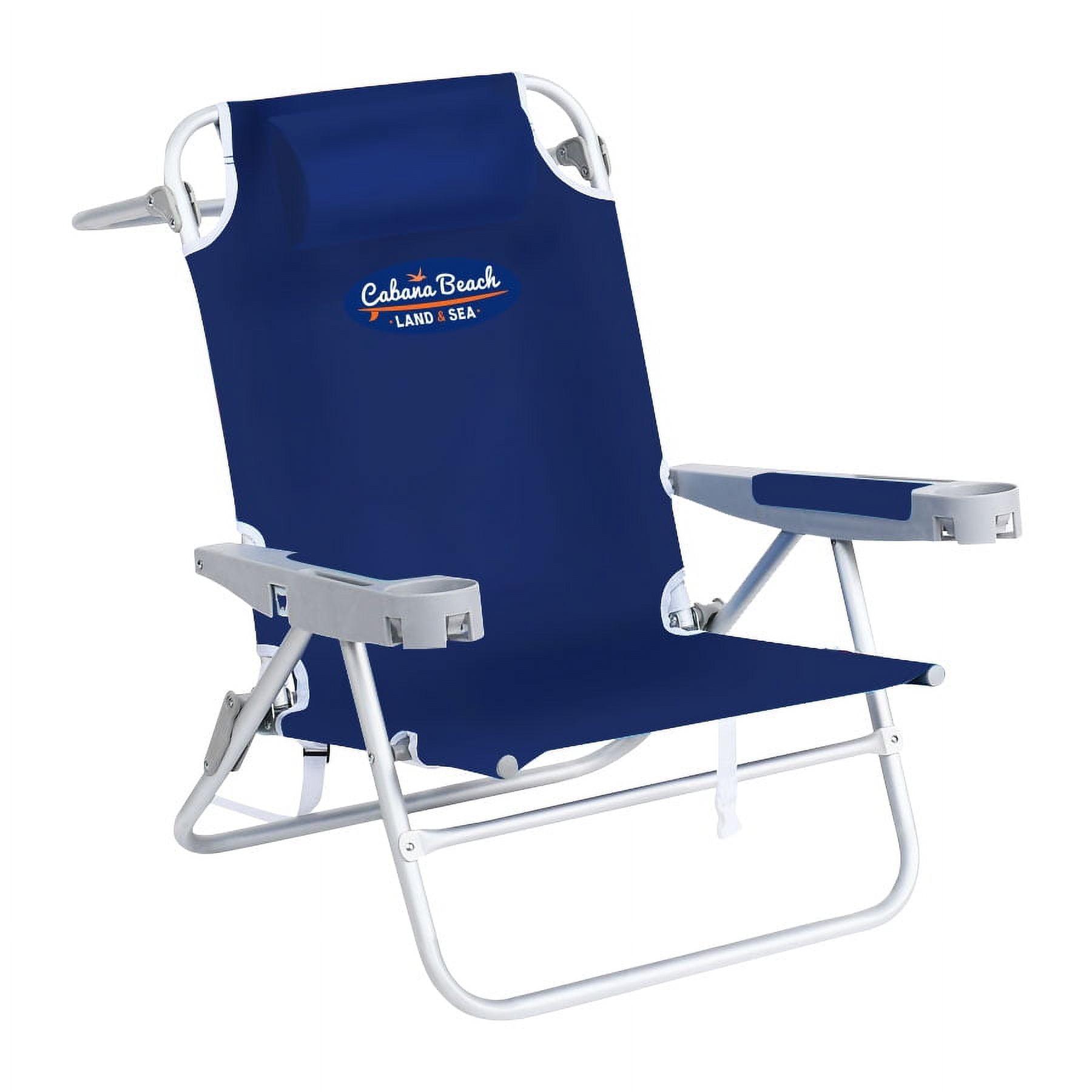 Navy 5-Position Folding Beach Chair with Cushions