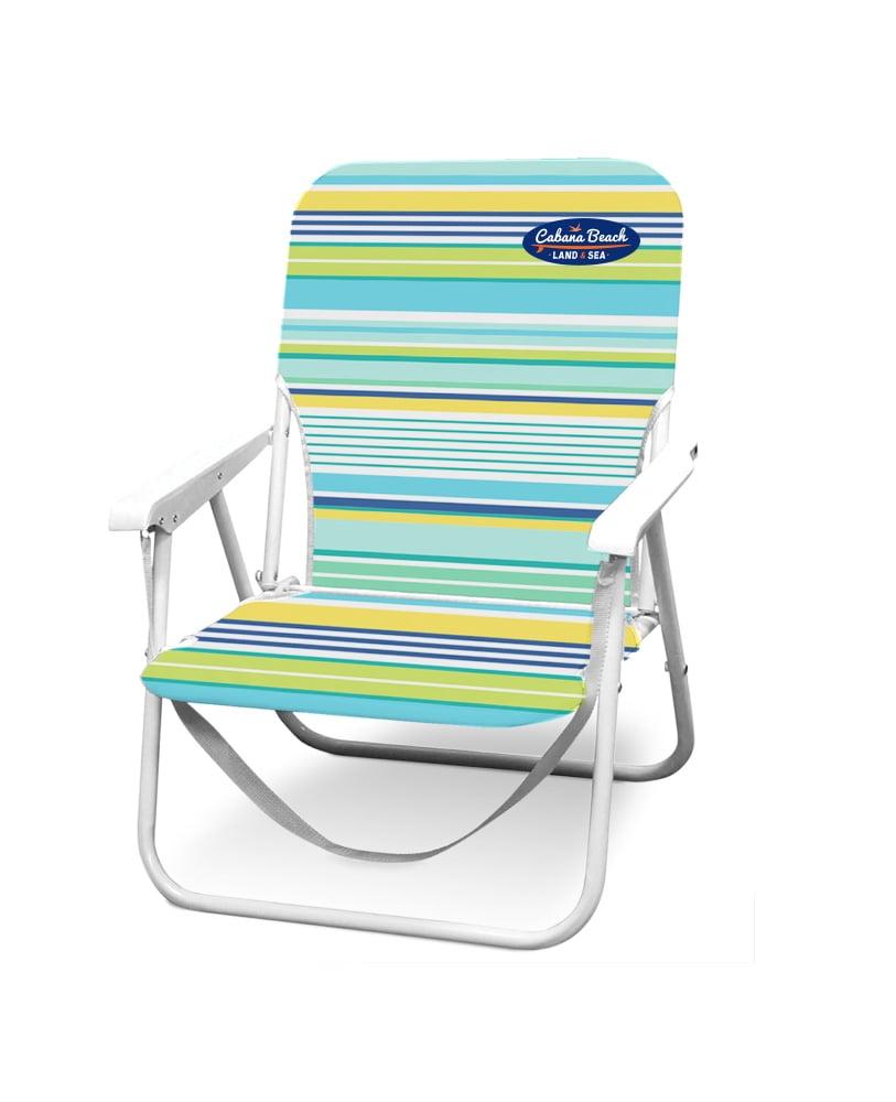 Cool Multi Stripe Steel Frame Folding Beach Chair with Armrests