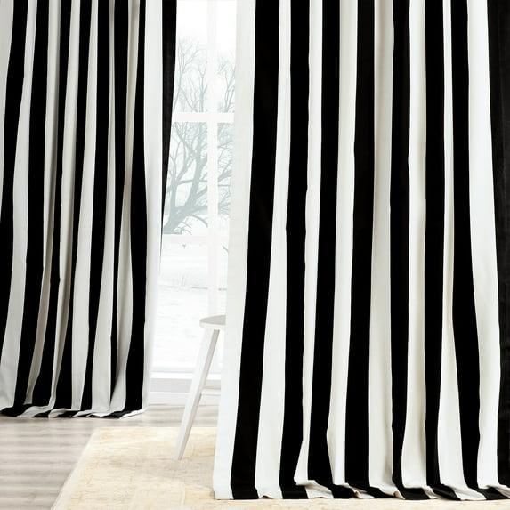 Cabana Black Printed Cotton Curtain (1 Panel), Cabana Black, 50W X 120L