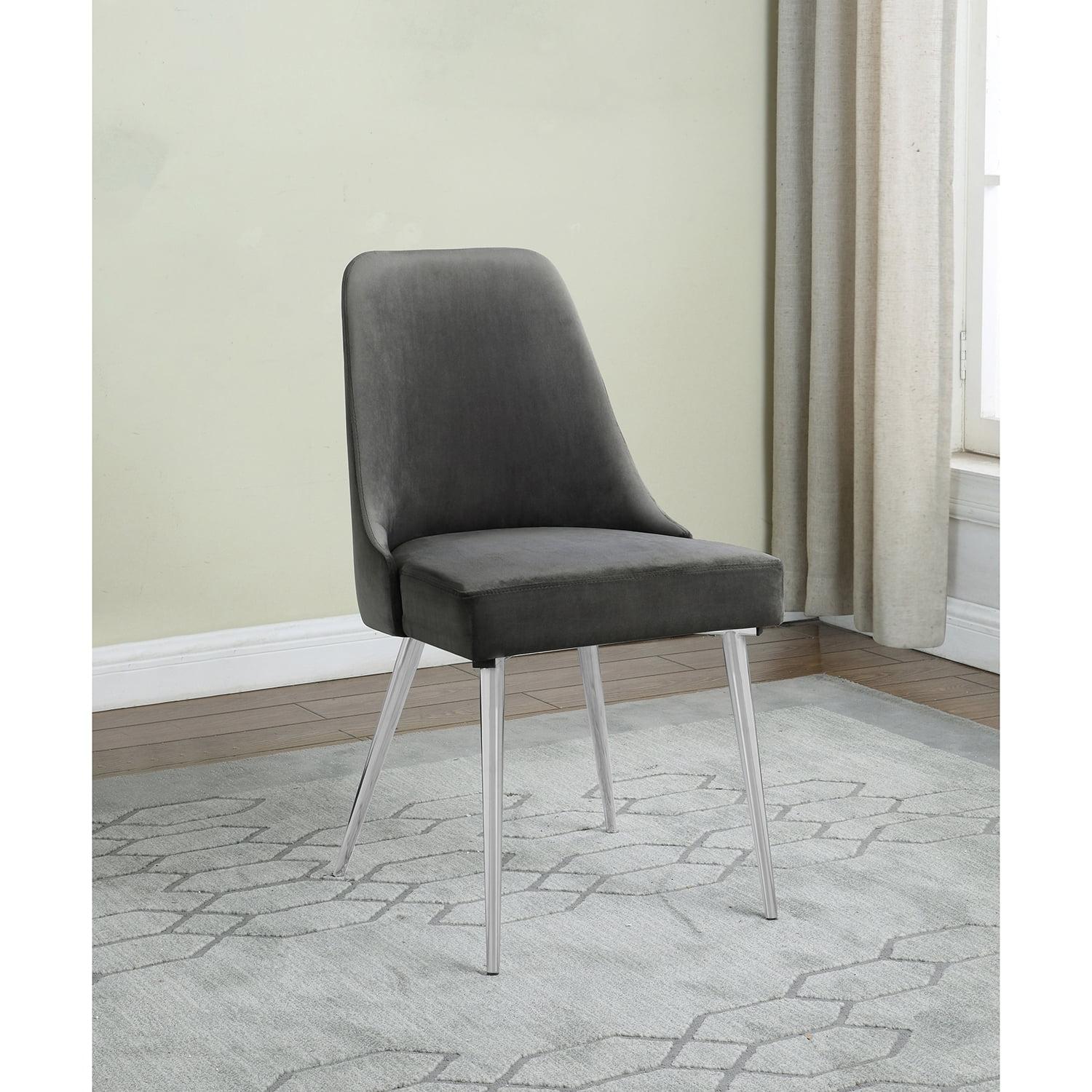 Gray Upholstered Metal High Back Side Chair