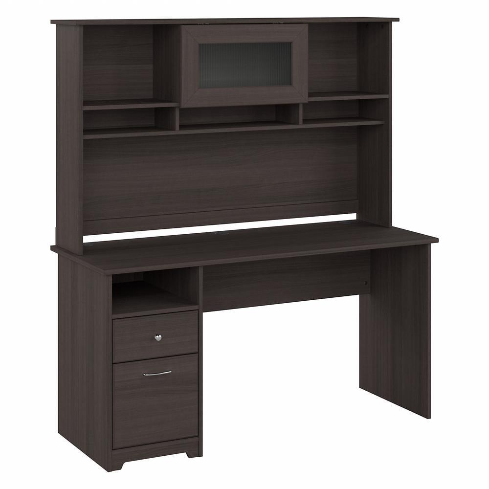 Cabot 60W Computer Desk with Hutch in Heather Gray - Engineered Wood