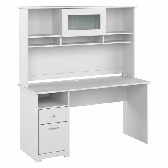 Cabot 60W Computer Desk with Hutch in White - Engineered Wood