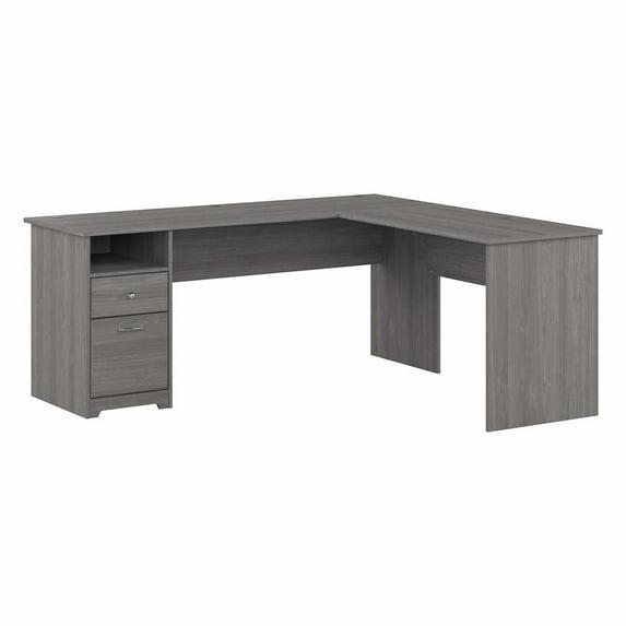 Cabot 72W L Shaped Computer Desk with Drawers in Modern Gray - Engineered Wood
