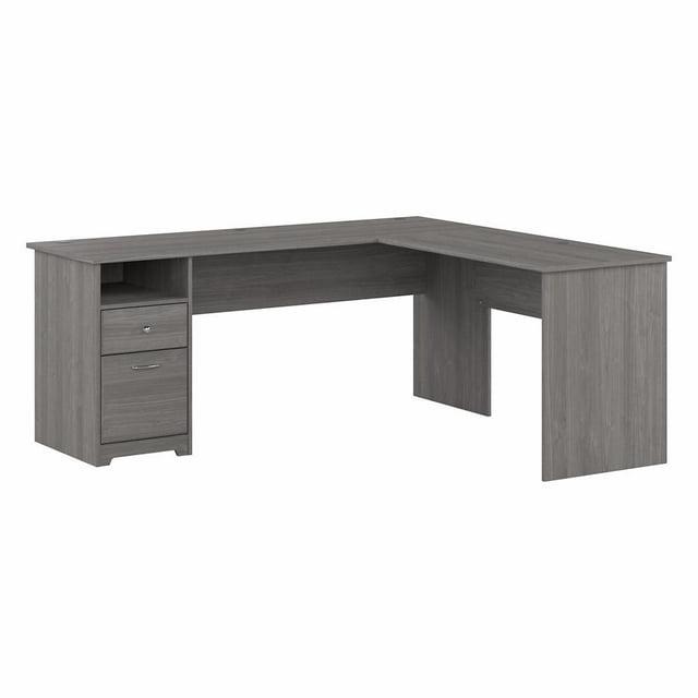 Cabot 72W L Shaped Computer Desk with Drawers in Modern Gray - Engineered Wood