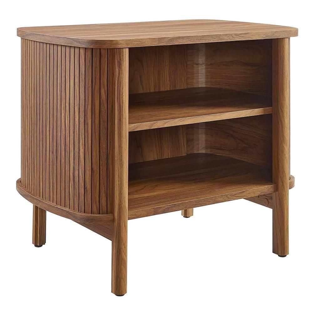 Cadence Walnut Fluted Open Shelf Nightstand