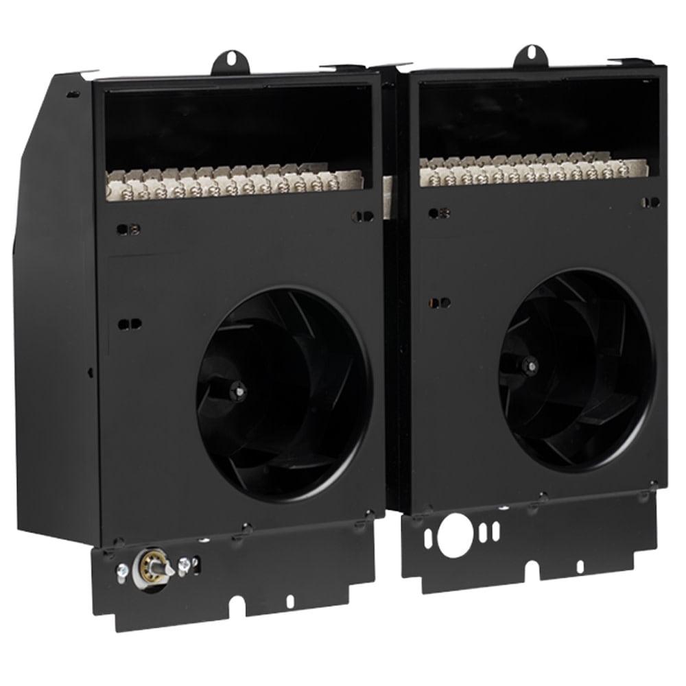 Black Twin Fan-Forced Electric Wall Heater with Thermostat