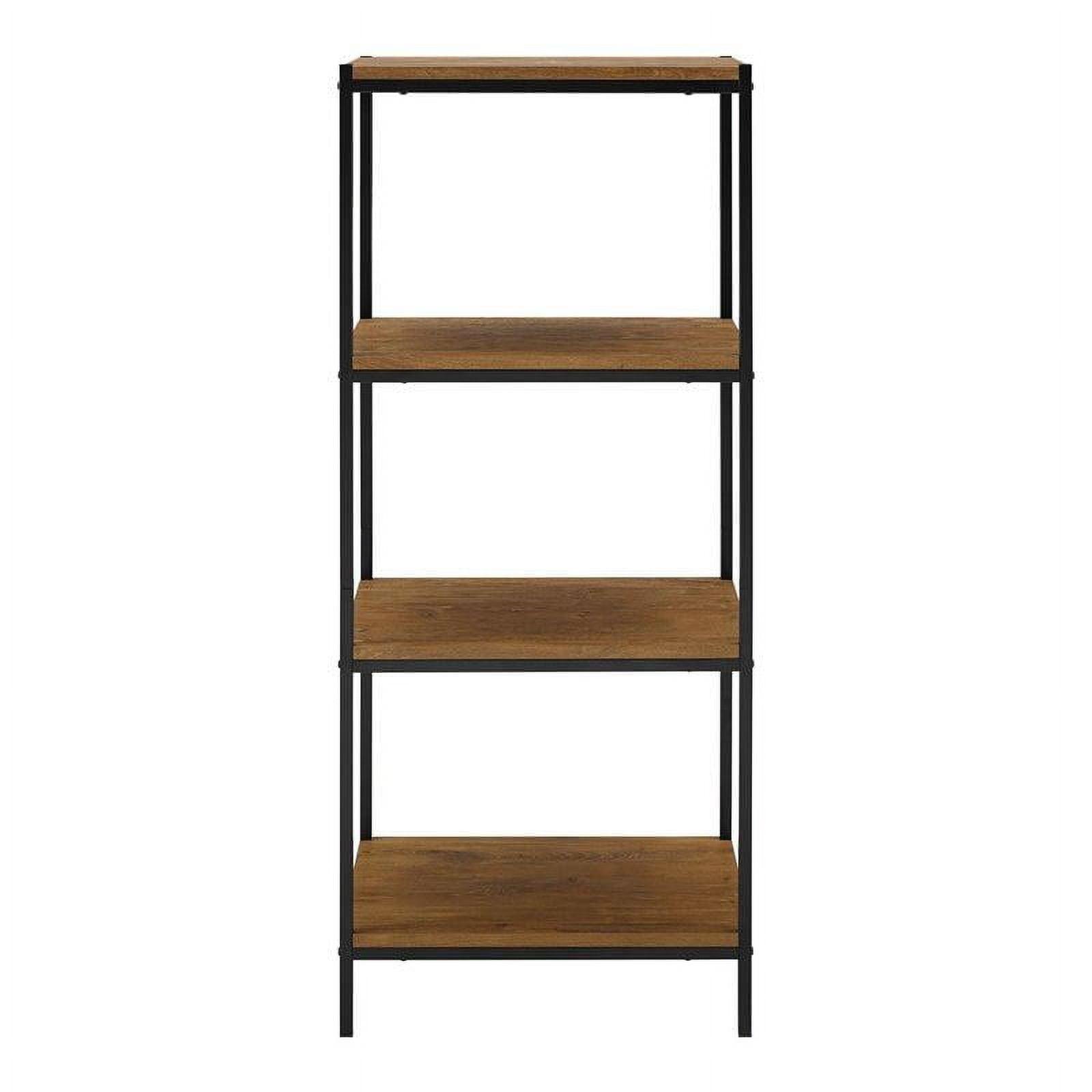 Caffoz Rustic Bookshelf - 4-Tier Industrial Bookcase with Adjustable Shelves, Vintage Home Office Furniture