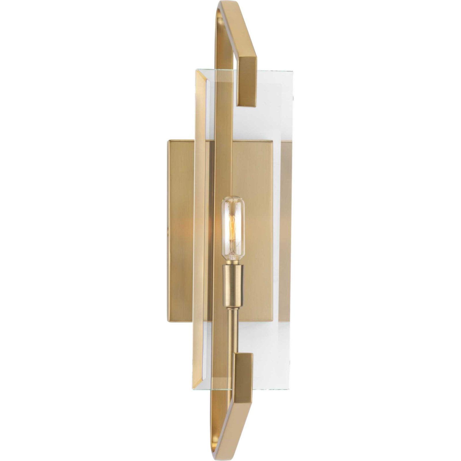 Progress Lighting Cahill 1-Light Wall Sconce, Brushed Bronze, Clear Beveled Glass