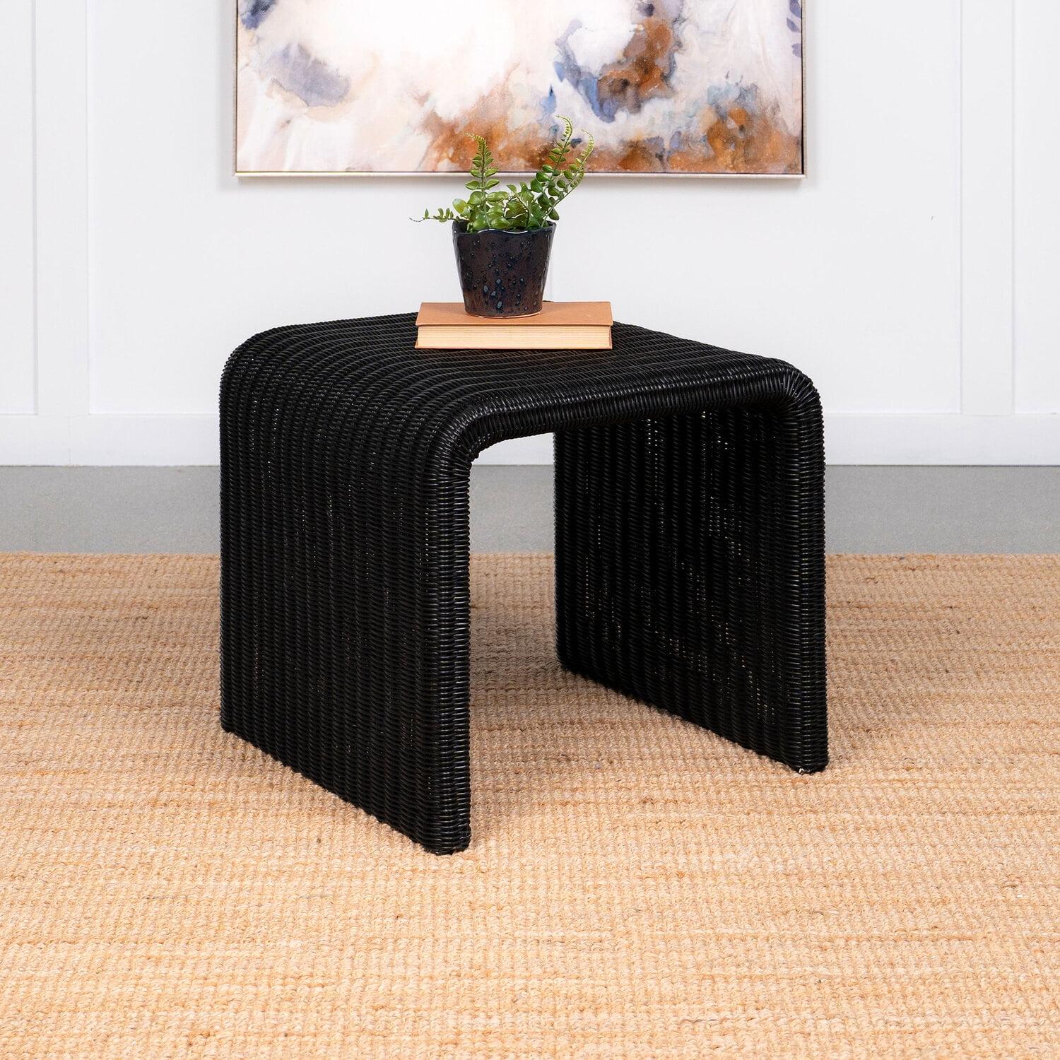 Coaster Home Furnishings Cahya Woven Rattan Sqaure End Table Black