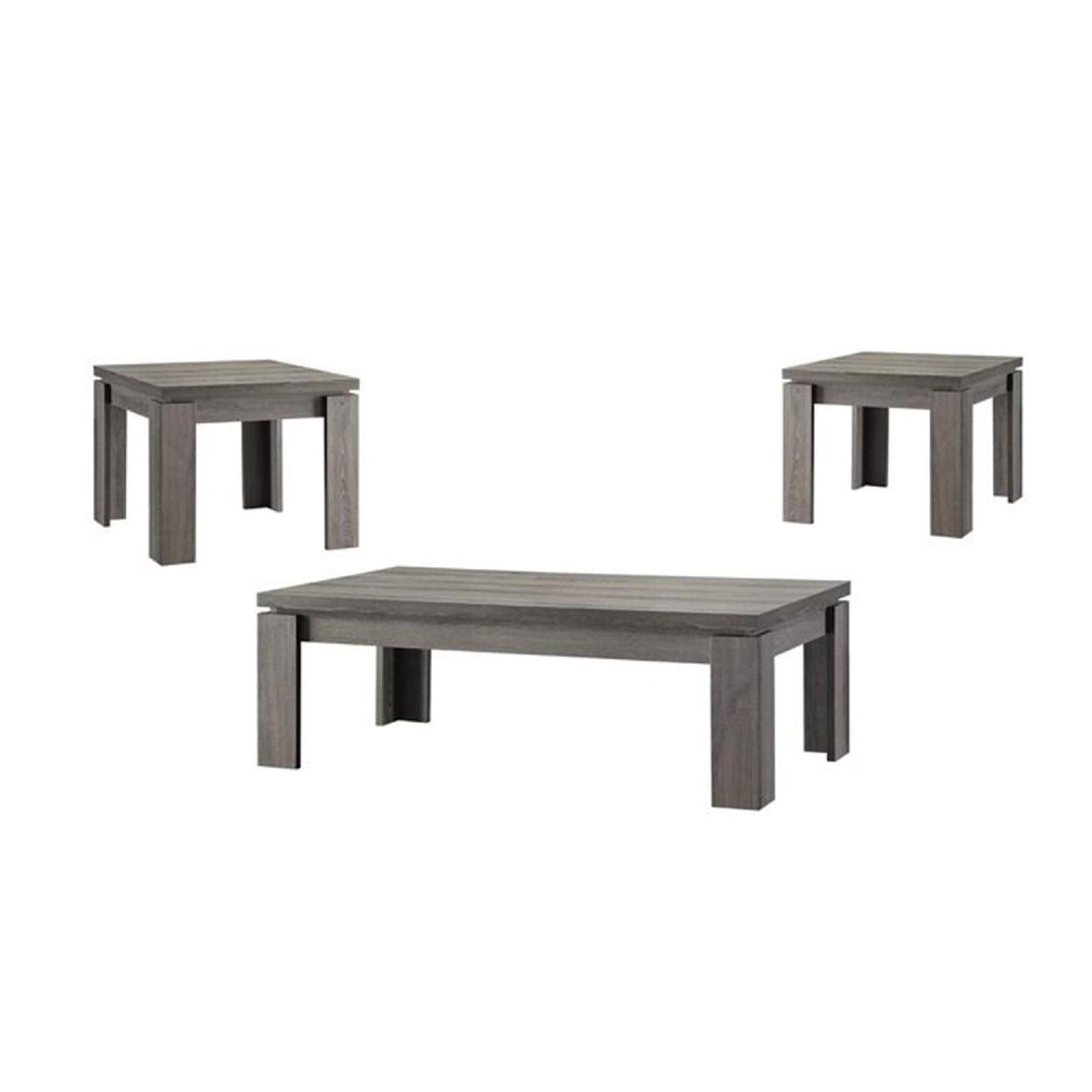 Weathered Gray Rectangular 3-Piece Occasional Table Set