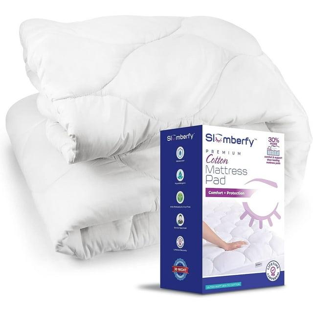 Cal King Size Waterproof Premium Mattress Pad by Slumberfy, Skin-Safe Mattress Pad with Bamboo Topper, All Natural & Breathable Fabric, Quilted, Fitted Bed Cover, Cooling Mattress Topper – 60x80 in.